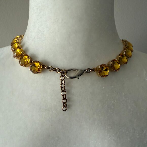 Anna Wintour Style Amber Yellow Round Crystal Statement Collet Necklace - Picture 4 of 11